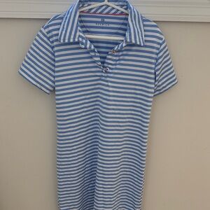 Girls Renswick Blue and White Striped Kids Polo Dress, size 10
